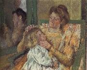 Mary Cassatt Mother doing up daughter-s hair oil painting artist